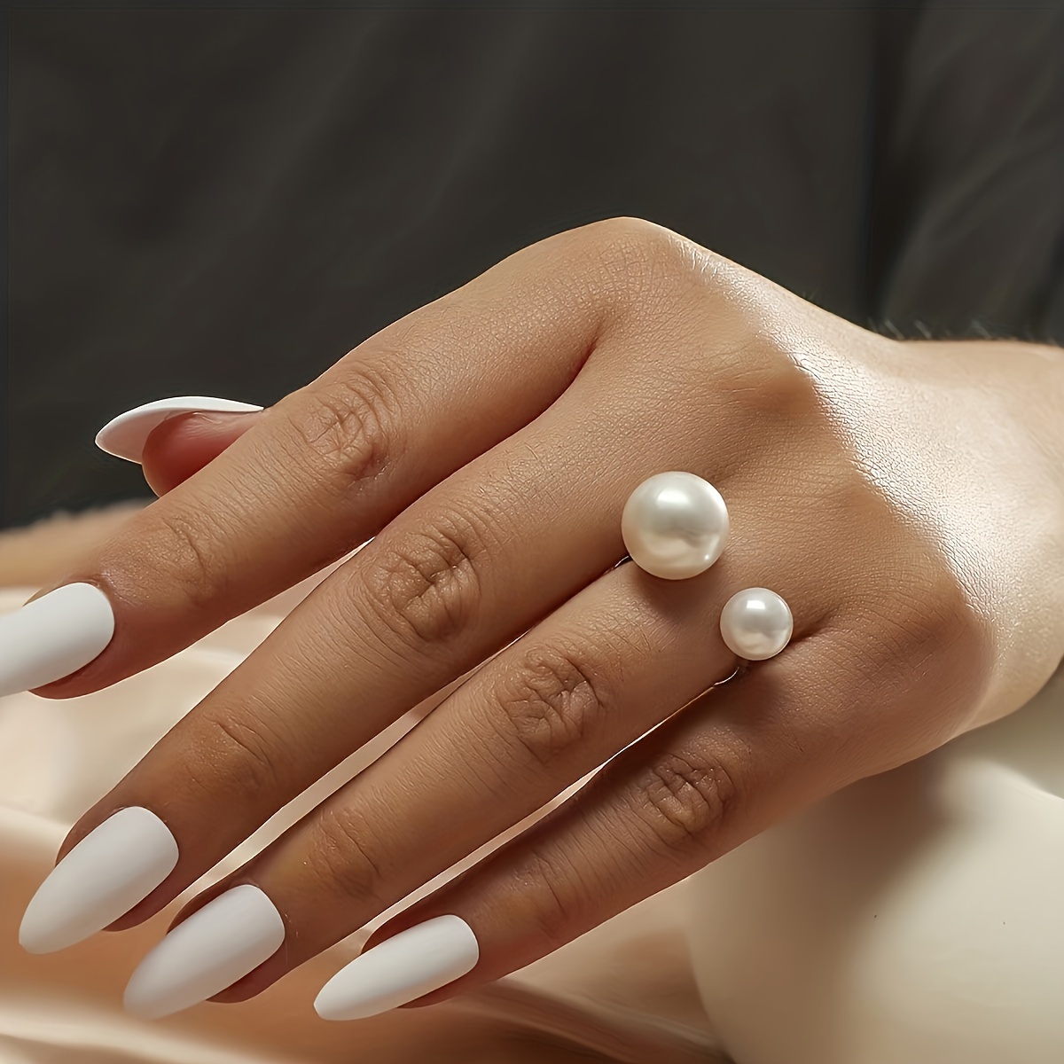 Stylish Acrylic Round Bead Adjustable Ring